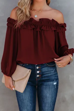 Off shoulder ruffle top
